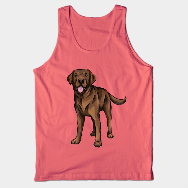 Cute Chocolate Labrador Dog Tank Top by Shirin Illustration